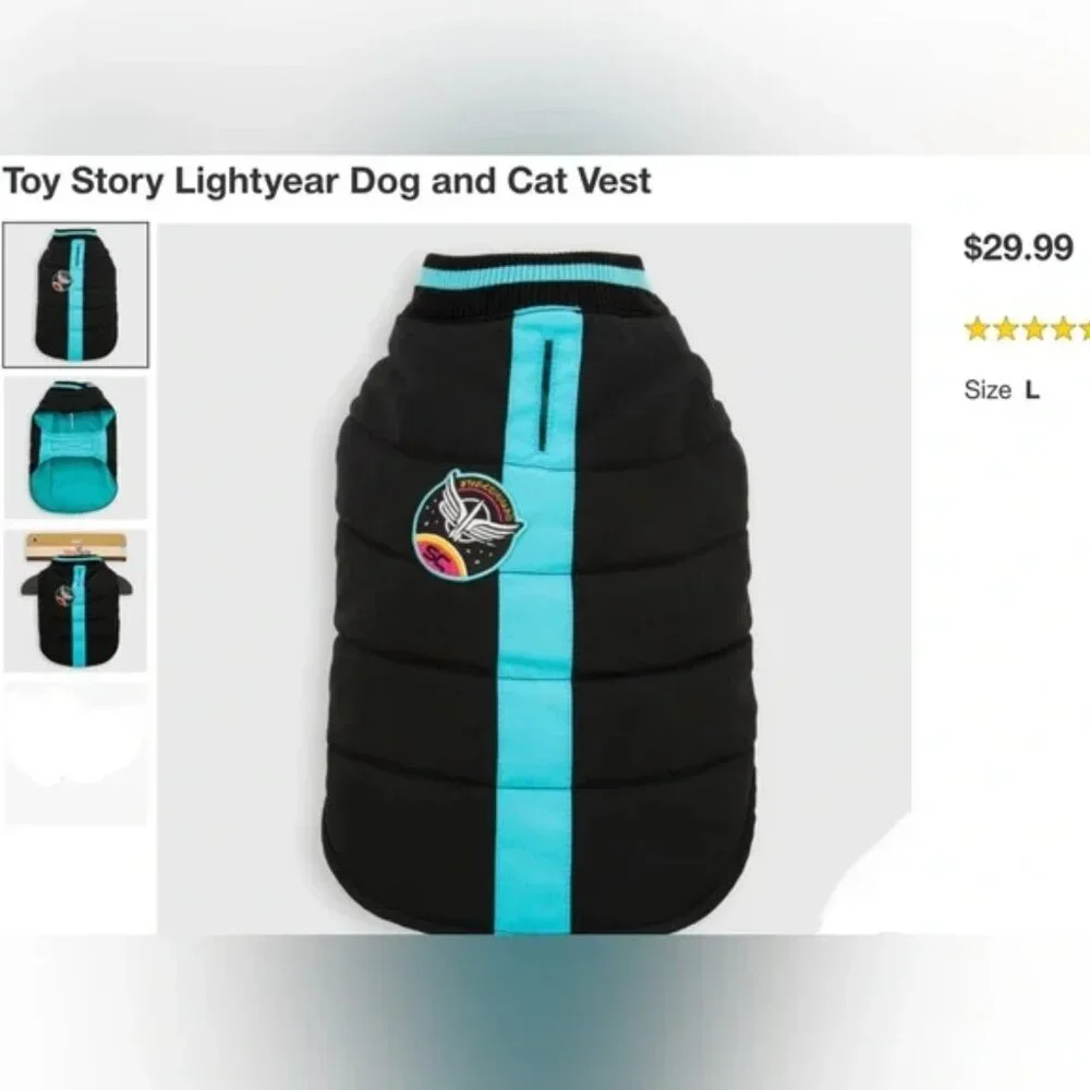 Dog - Puffer LG Vest Jacket Coat Disney Toy Story Lightyear Star Commander NEW